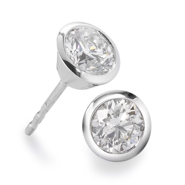 Pendientes 750/oro blanco de 18 quilates Diamante blanco, 0.35 ct, 2 piedras, [Brillant], w-si Ø5 mm