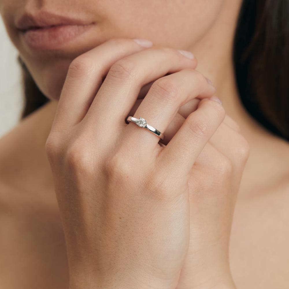 Anillo solitario 750/oro blanco de 18 quilates Diamante blanco, 0.25 ct, [Brillant], w-si