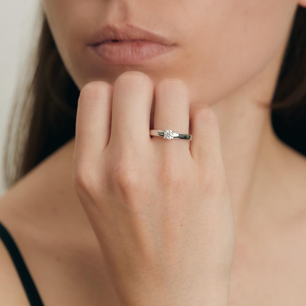Anillo solitario 750/oro blanco de 18 quilates Diamante blanco, 0.33 ct, [Brillant], w-si