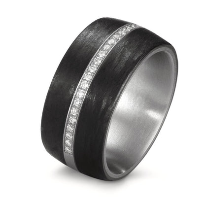 Anillo de dedo Acero inoxidable, Carbón Diamante blanco, 0.175 ct, 25 piedras, w-si