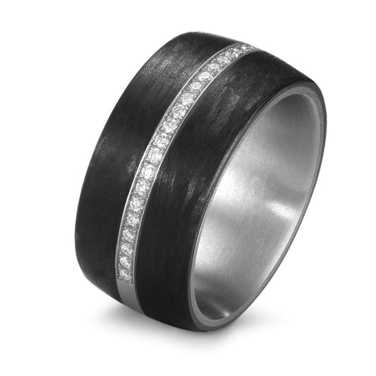 Anillo de dedo Acero inoxidable, Carbón Diamante blanco, 0.175 ct, 25 piedras, w-si