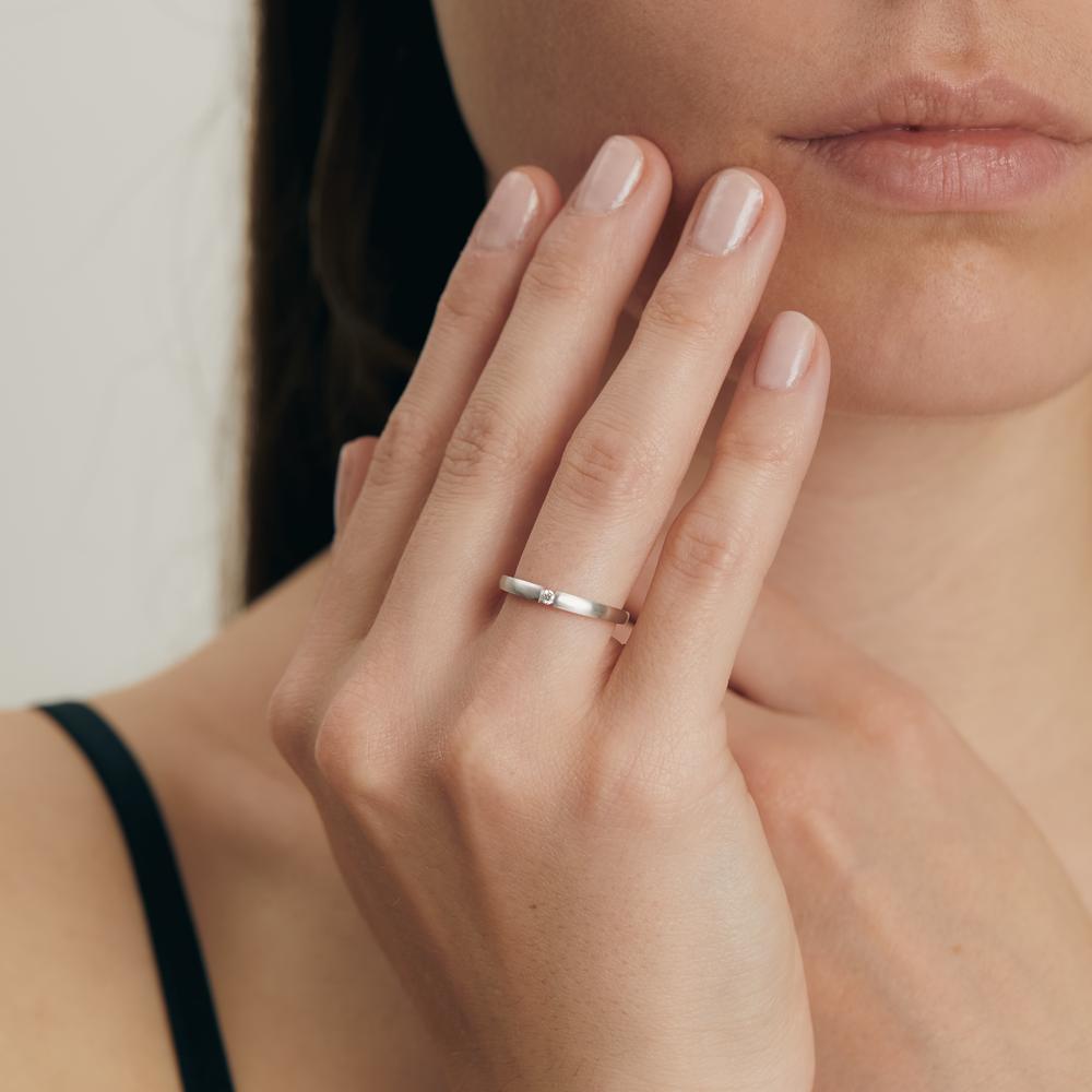 Anillo solitario 750/oro blanco de 18 quilates Diamante 0.03 ct, w-si
