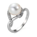 Anillo de dedo 750/oro blanco de 18 quilates Diamante 0.20 ct, 23 piedras, w-si Perla cultivada de agua dulce blanco, 9 mm
