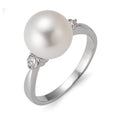 Anillo de dedo 750/oro blanco de 18 quilates Diamante 0.24 ct, 2 piedras, w-si Perla cultivada de agua dulce blanco, 10 mm