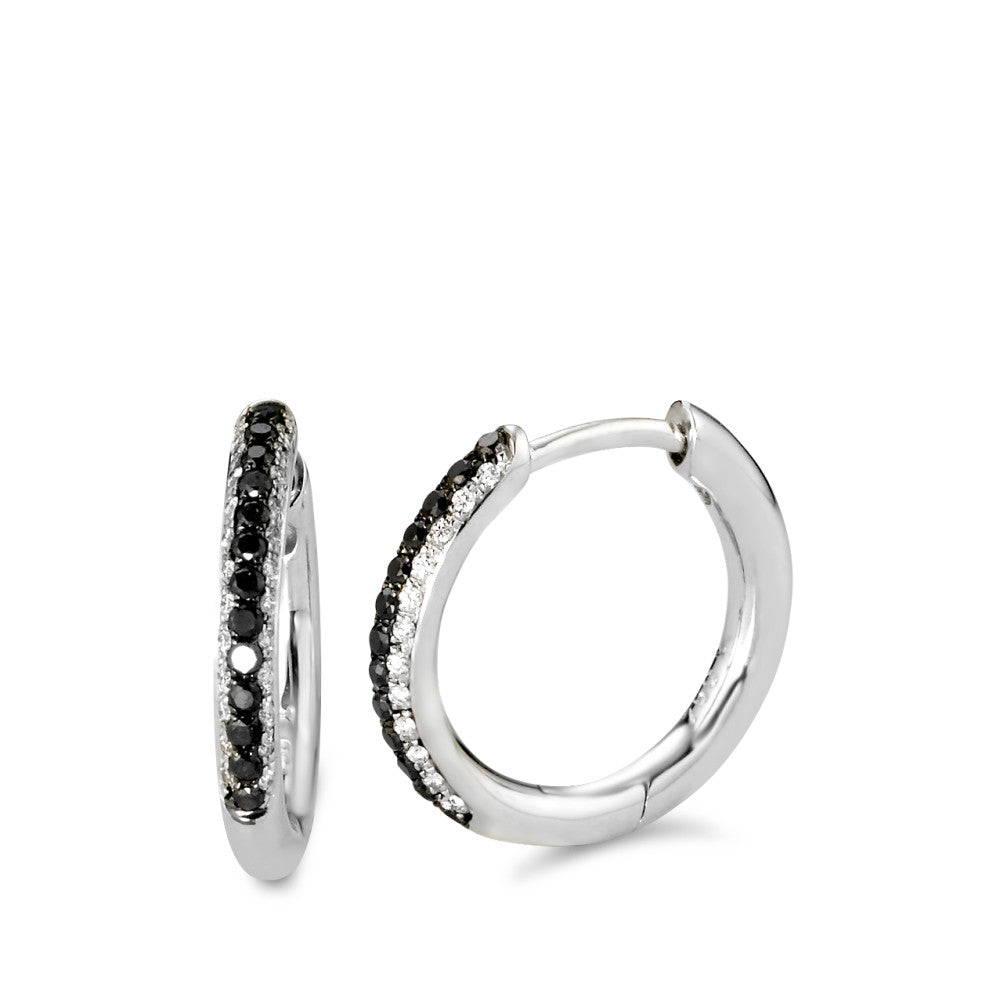 Aro con bisagra 750/oro blanco de 18 quilates Diamante negro, 0.11 ct, 24 piedras, w-si