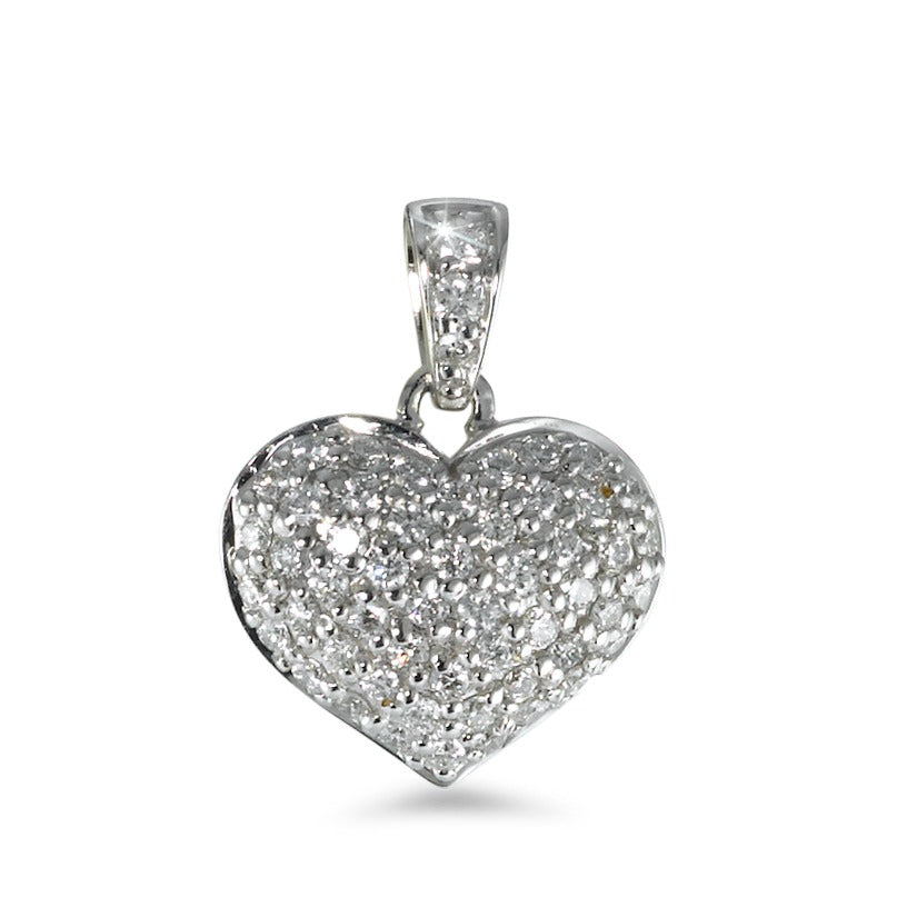 Colgante 750/oro blanco de 18 quilates Diamante 0.42 ct, 54 piedras, w-si Corazón