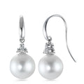 Pendientes 750/oro blanco de 18 quilates Diamante 0.20 ct, 6 piedras, w-si Perla cultivada de agua dulce blanco, 2 Perlas, 10 mm