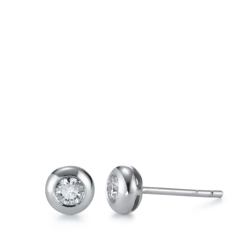 Pendientes 750/oro blanco de 18 quilates Diamante 0.25 ct, 2 piedras, w-si Ø5.5 mm