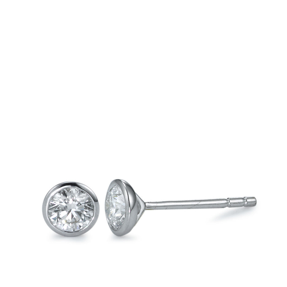 Pendientes 750/oro blanco de 18 quilates Diamante 0.40 ct, 2 piedras, w-si Ø4.5 mm