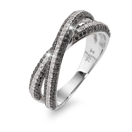 Anillo de dedo 750/oro blanco de 18 quilates Diamante negro, 0.23 ct, 173 piedras, w-si