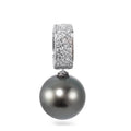 Colgante 750/oro blanco de 18 quilates Diamante 0.20 ct, 20 piedras, w-si Perla de Tahití antracita, 12.5 mm