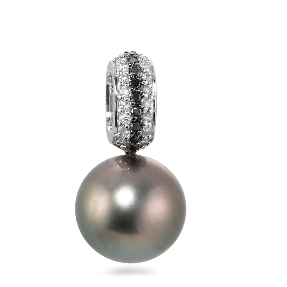 Colgante 750/oro blanco de 18 quilates Diamante negro, 0.135 ct, w-si Perla de Tahití, 25 Perlas, 11 mm