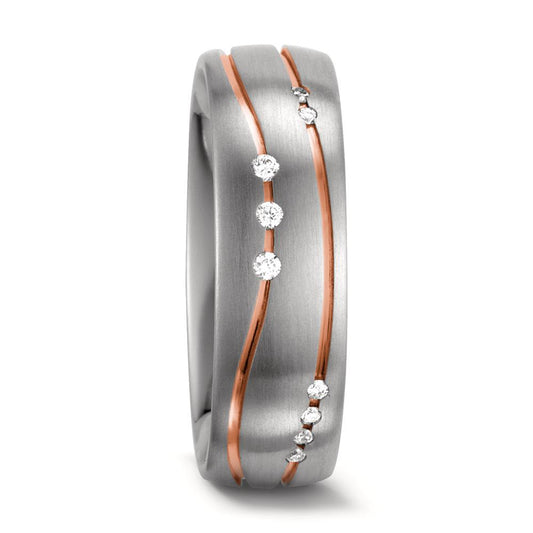 Anillo de pareja Oro blanco de 585/14 kt., Oro rojo de 585/14 kt. Diamante blanco, 0.06 ct, 9 piedras, w-si