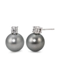 Pendientes 750/oro blanco de 18 quilates Diamante 0.46 ct, 2 piedras, w-si Perla de Tahití, 2 Perlas, 11 mm