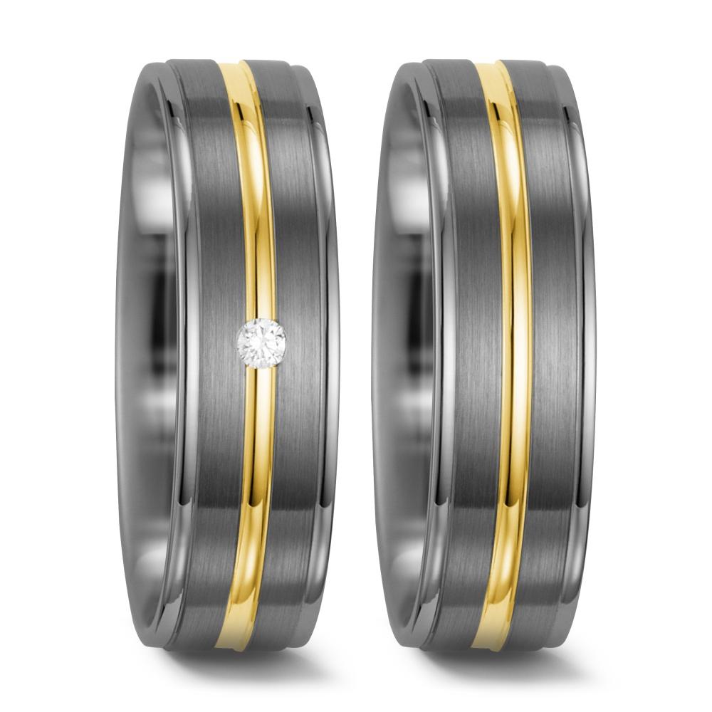 Anillo de pareja 500 paladio, Oro amarillo de 585/14 kt.