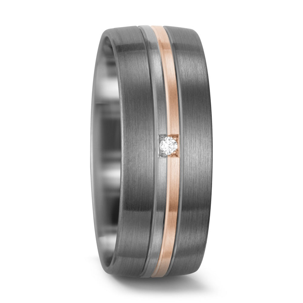 Anillo de pareja 500 paladio, Oro blanco de 585/14 kt., oro rosa de 585/14 kt Diamante blanco, 0.015 ct, w-si