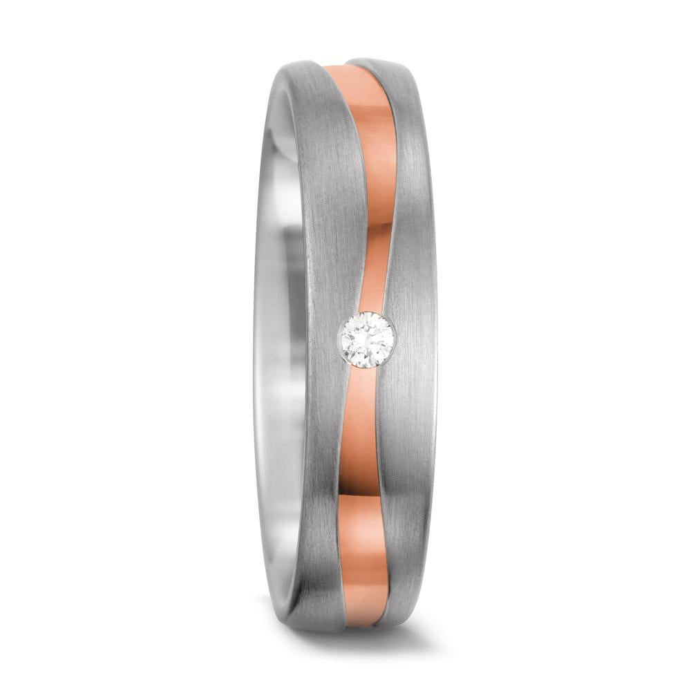 Anillo de pareja 750/oro blanco de 18 quilates, 750/oro rojo de 18 quilates Diamante blanco, 0.03 ct, tw-vsi