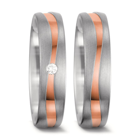 Anillo de pareja 750/oro blanco de 18 quilates, 750/oro rojo de 18 quilates