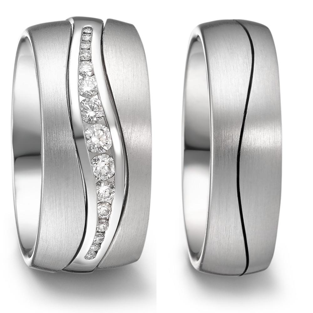 Anillo de pareja 750/oro blanco de 18 quilates