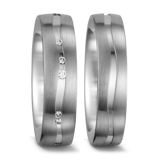 Anillo de pareja 750/oro blanco de 18 quilates Diamante blanco, 0.095 ct, 12 piedras, tw-vsi