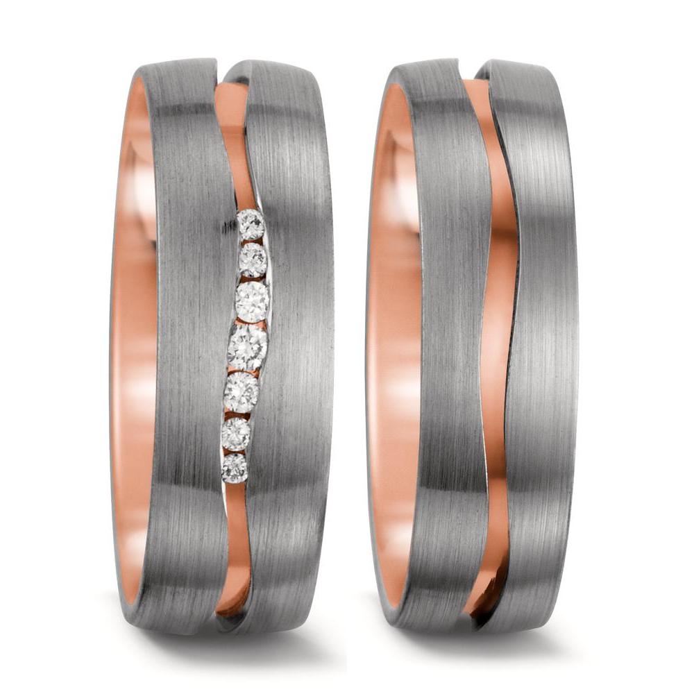 Anillo de pareja 750/oro rojo de 18 quilates, 750/oro blanco de 18 quilates