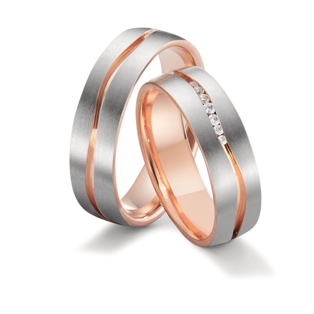 Anillo de pareja 750/oro rojo de 18 quilates, 750/oro blanco de 18 quilates