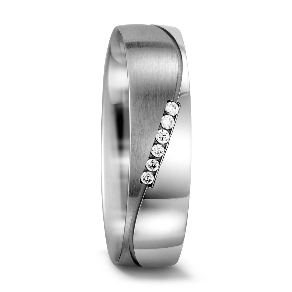 Anillo de pareja 750/oro blanco de 18 quilates Diamante blanco, 0.03 ct, 6 piedras, w-si