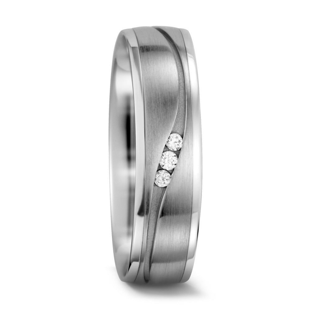 Anillo de pareja 750/oro blanco de 18 quilates Diamante blanco, 0.033 ct, 3 piedras, w-si