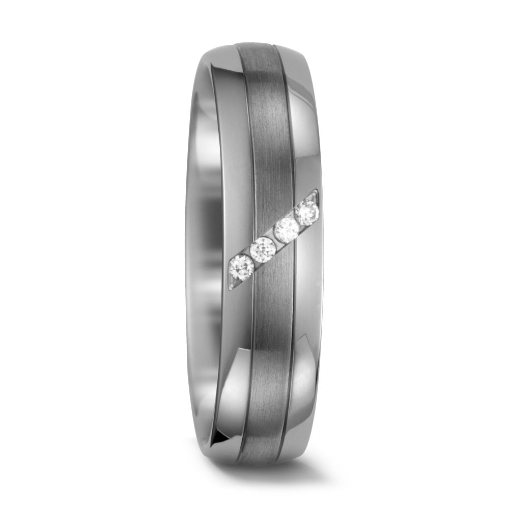 Anillo de pareja 950 paladio, 500 paladio Diamante blanco, 0.04 ct, 4 piedras, w-si