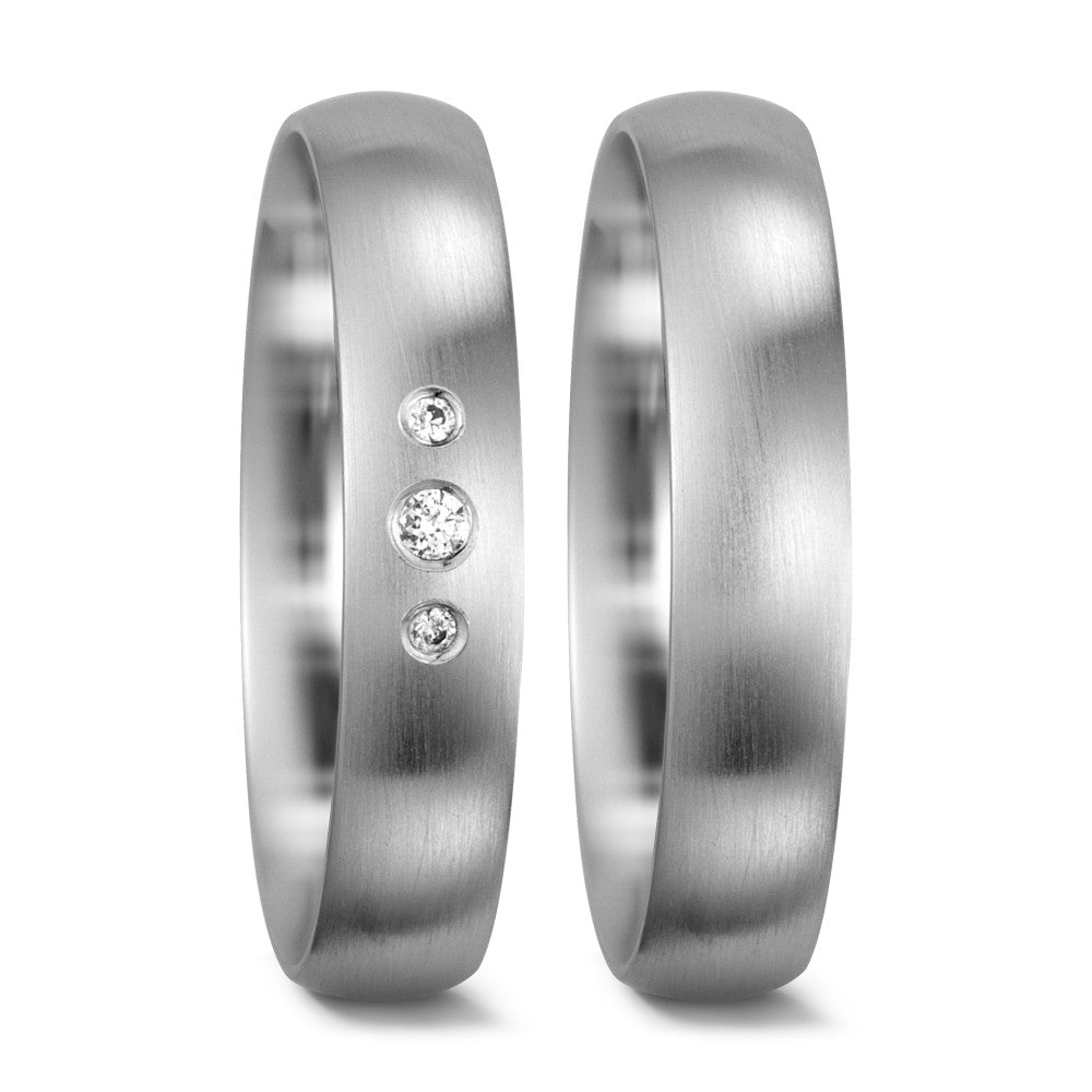 Anillo de pareja 750/oro blanco de 18 quilates Diamante 0.05 ct, 3 piedras, tw-si