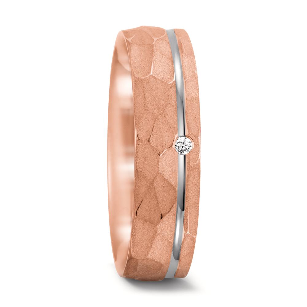 Anillo de pareja 750/oro rosa de 18 quilates, 750/oro blanco de 18 quilates Diamante 0.02 ct, tw-si