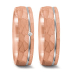 Anillo de pareja 750/oro rosa de 18 quilates, 750/oro blanco de 18 quilates Diamante 0.02 ct, tw-si