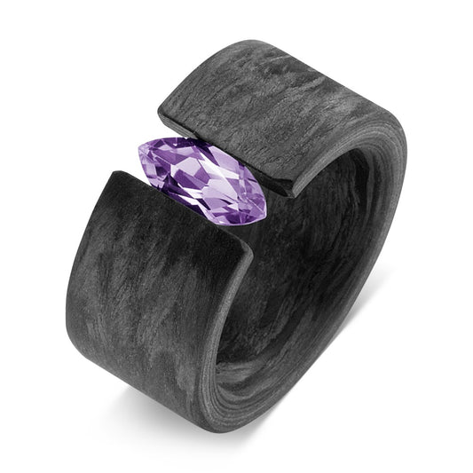 Anillo de dedo Carbón Amatista Violeta
