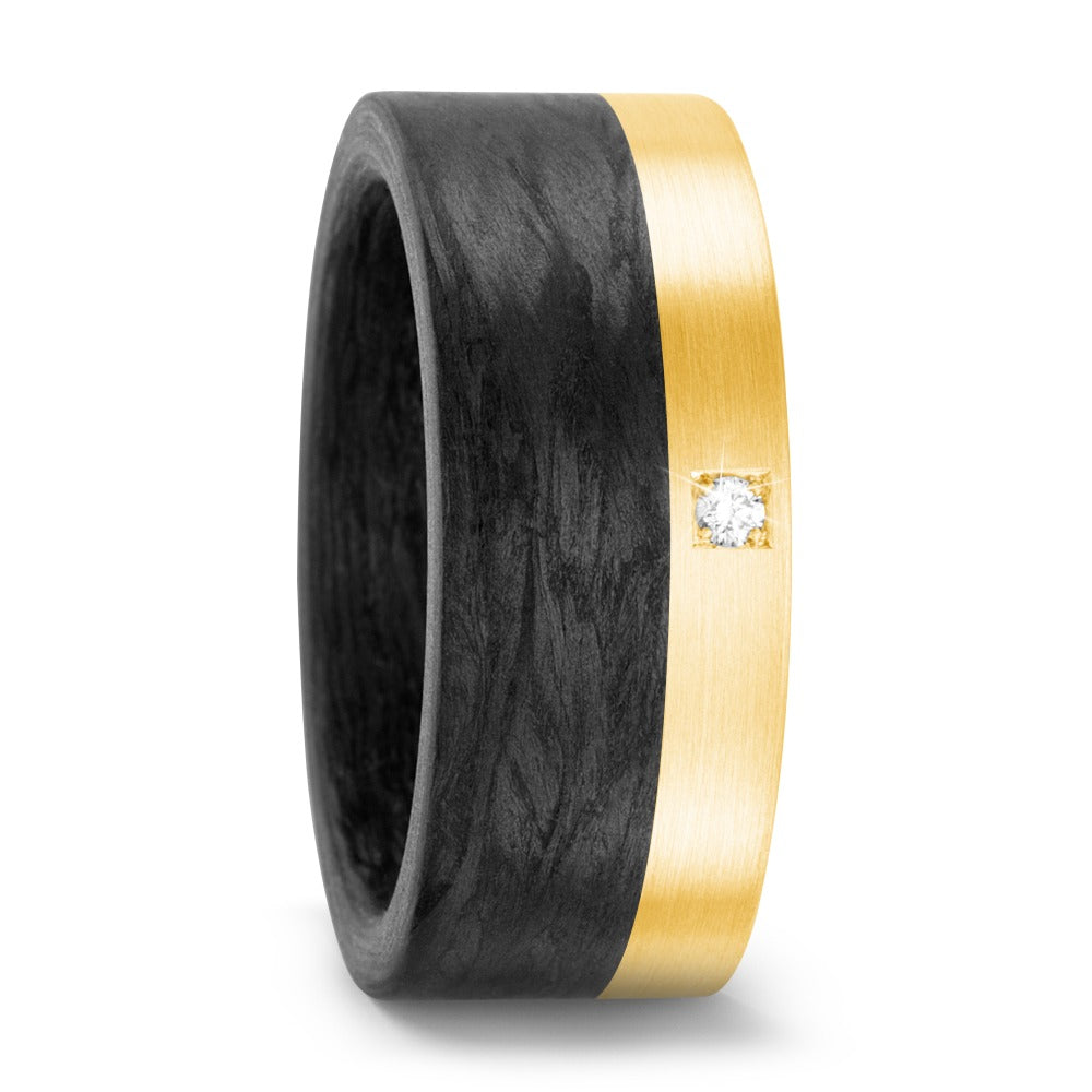 Anillo de dedo Carbón, 750/oro amarillo de 18 quilates