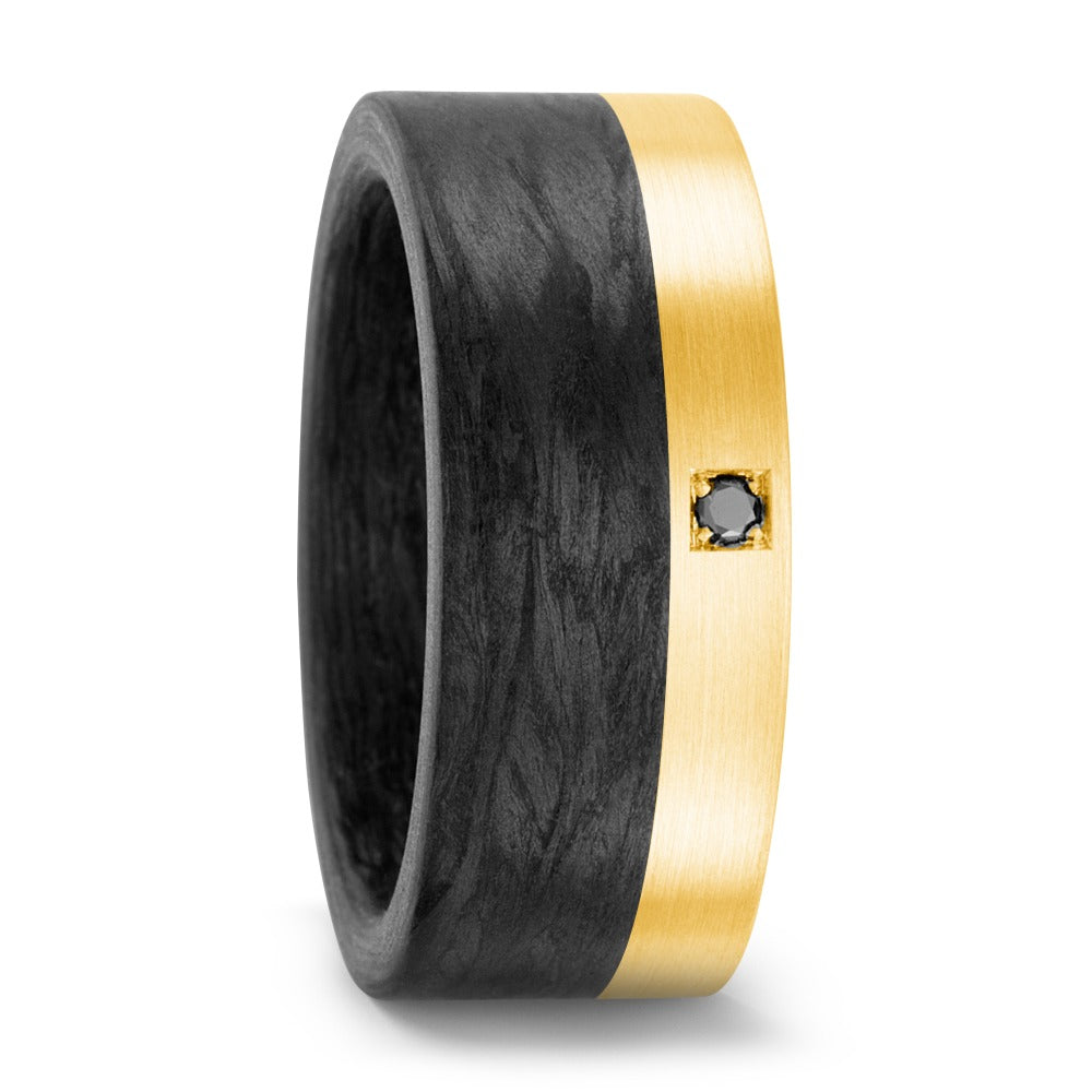 Anillo de dedo Carbón, 750/oro amarillo de 18 quilates