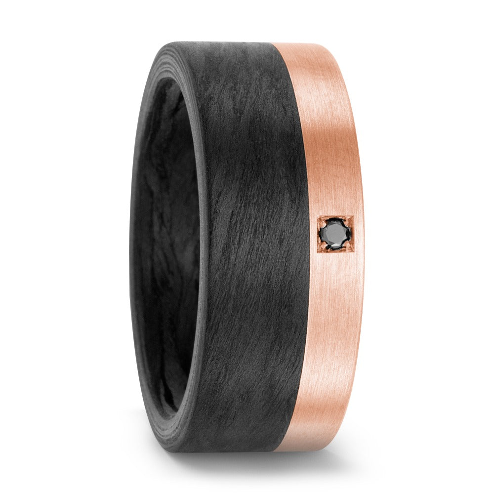 Anillo de dedo Carbón, 750/oro rojo de 18 quilates