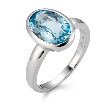 Anillo de dedo 750/oro blanco de 18 quilates Topacio azul