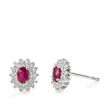 Pendientes 750/oro blanco de 18 quilates Diamante 0.22 ct, 54 piedras, [Brillant], w-si, Rubí 2 piedras