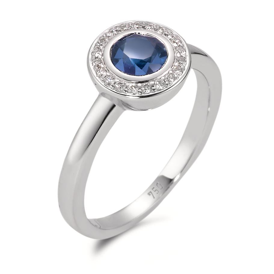 Anillo de dedo 750/oro blanco de 18 quilates Zafiro azul, Diamante blanco, 20 piedras, w-si