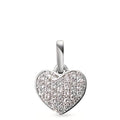 Colgante 750/oro blanco de 18 quilates Diamante blanco, 0.25 ct, 31 piedras, [Brillant], w-si Corazón Ø10 mm
