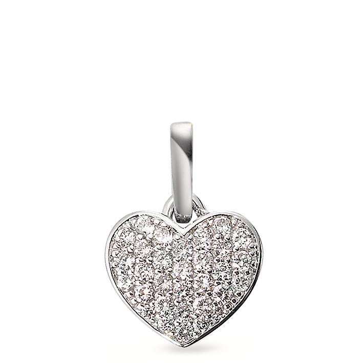 Colgante 750/oro blanco de 18 quilates Diamante blanco, 0.25 ct, 31 piedras, [Brillant], w-si Corazón Ø10 mm
