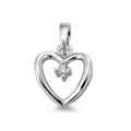 Colgante 750/oro blanco de 18 quilates Diamante blanco, 0.03 ct, [Brillant], w-si Corazón Ø12 mm