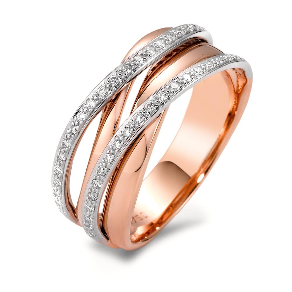 Anillo de dedo 750/oro rojo de 18 quilates, 750/oro blanco de 18 quilates Diamante blanco, 0.18 ct, 44 piedras, [Brillant], w-si