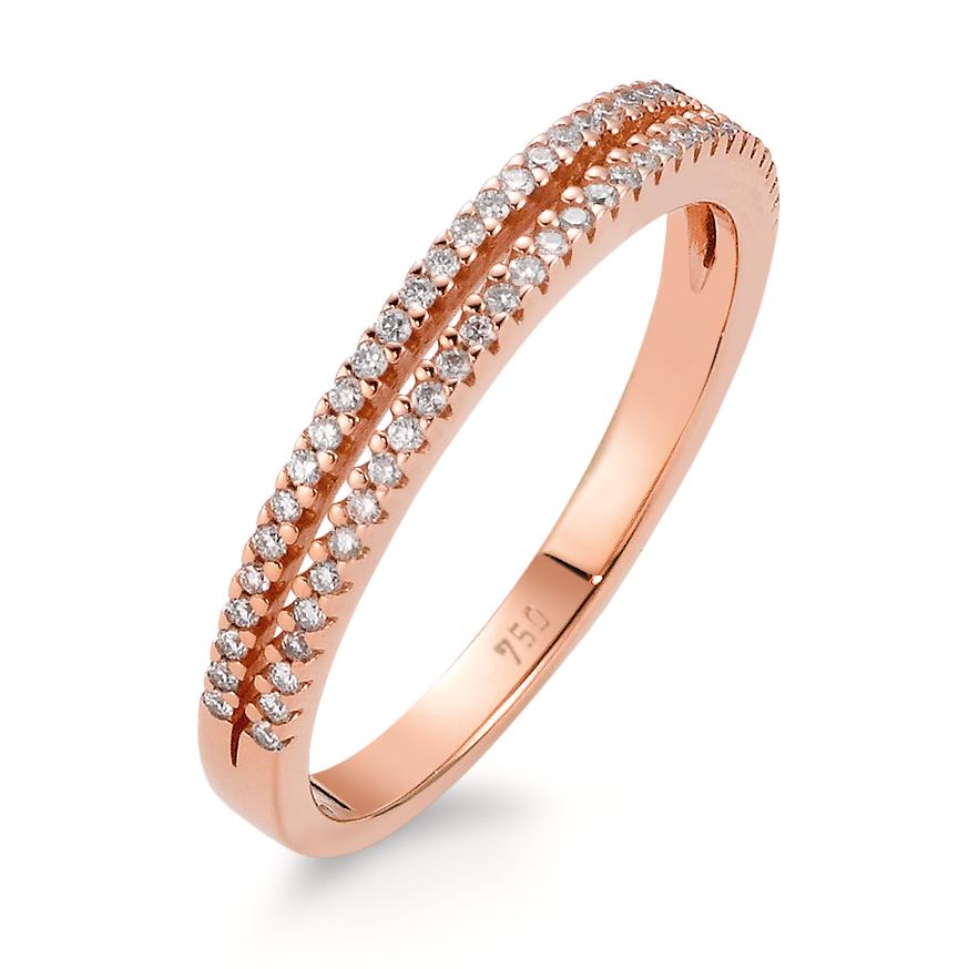 Anillo de dedo 750/oro rosa de 18 quilates Diamante blanco, 0.19 ct, 62 piedras, [Brillant], w-si