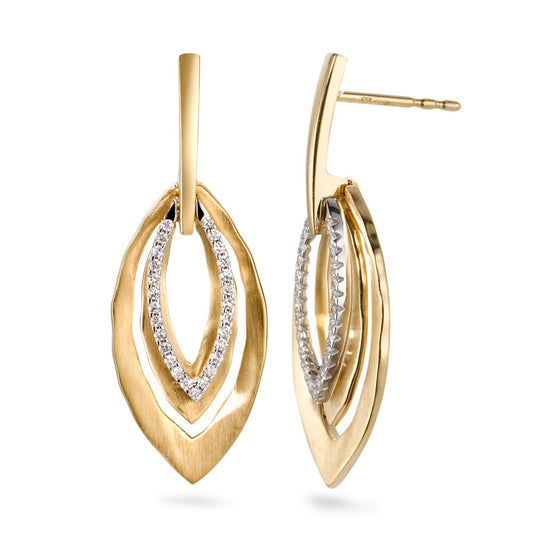 Pendientes 750/oro amarillo de 18 quilates, 750/oro blanco de 18 quilates Diamante blanco, 0.16 ct, 54 piedras, [Brillant], w-si