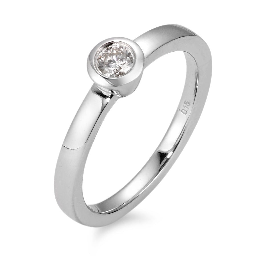 Anillo de dedo 750/oro blanco de 18 quilates Diamante blanco, 0.15 ct, [Brillant], w-si