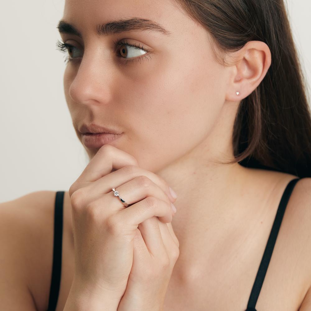 Anillo solitario 750/oro blanco de 18 quilates Diamante blanco, 0.20 ct, [Brillant], w-si