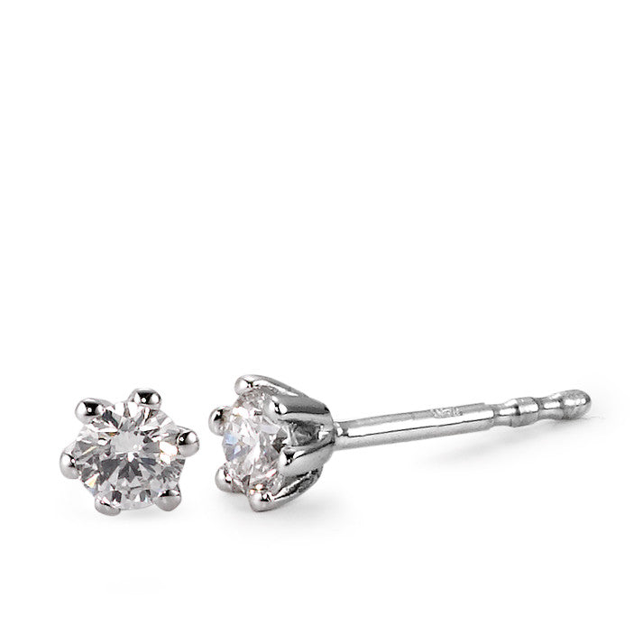 Pendientes 750/oro blanco de 18 quilates Diamante blanco, 0.25 ct, 2 piedras, [Brillant], w-si Ø4 mm