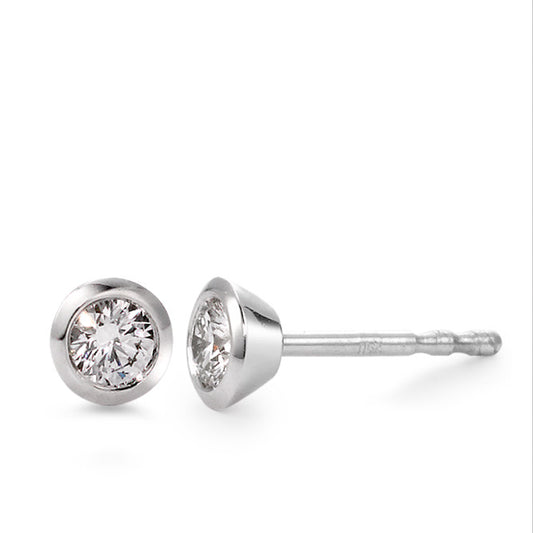 Pendientes 750/oro blanco de 18 quilates Diamante blanco, 0.10 ct, 2 piedras, [Brillant], w-si Ø4 mm