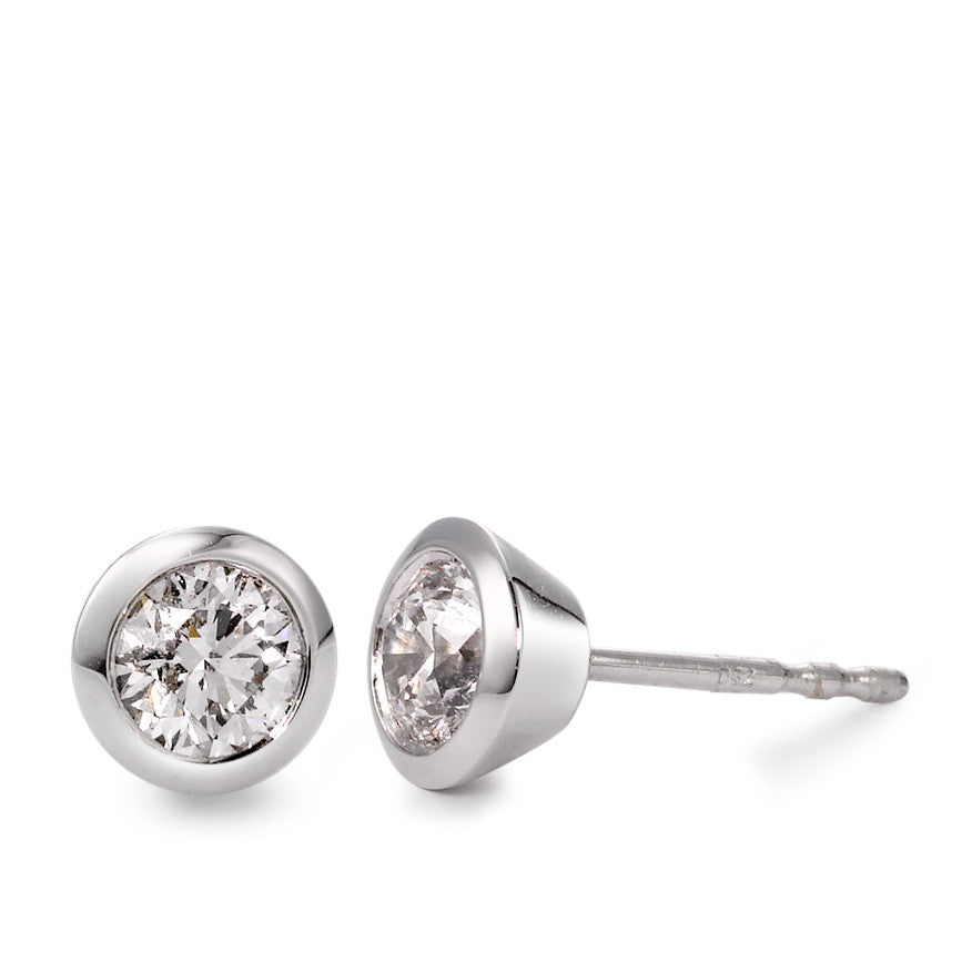 Pendientes 750/oro blanco de 18 quilates Diamante blanco, 0.50 ct, 2 piedras, [Brillant], w-si Ø5.5 mm